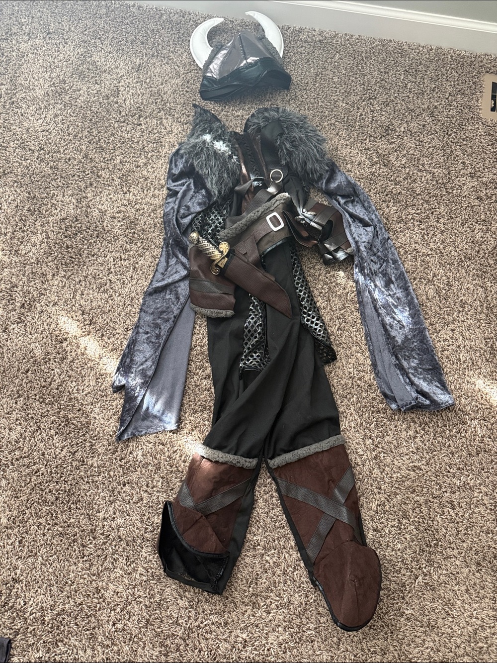 Kids Viking Warrior Costume - Black and Gray